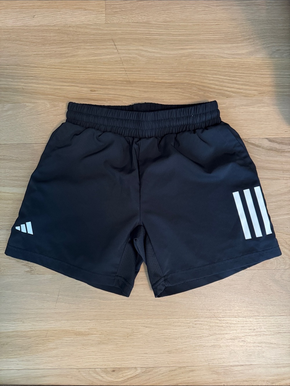 adidas Black Athletic Shorts with White Stripe Logos